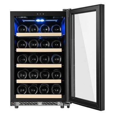 Dobra cena. Modern Touch Control Wine Cooler Cabinet with Hinged Door and Metal Shelving Material w Internecie