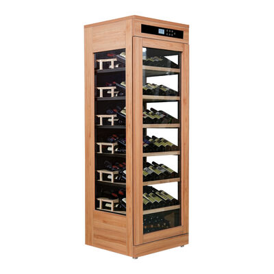 Dobra cena. Premium Oak Finish Wooden Wine Cooler z pojemnością 60 butelek i regulowalnymi drewnianymi półkami w Internecie