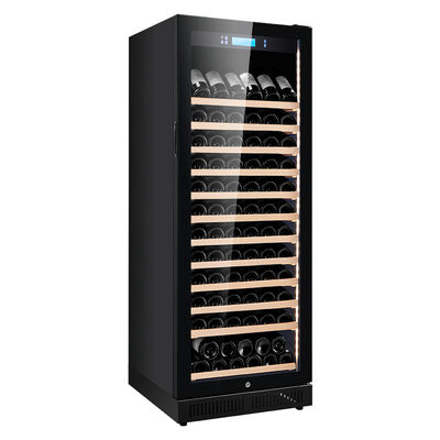 Dobra cena. Premium Black Solid Wood Wine Cooler Cabinet z pojemnością 150+ butelek, cyfrowym sterowaniem temperaturą i dwuskalowymi drzwiami ze szkła hartowanego w Internecie